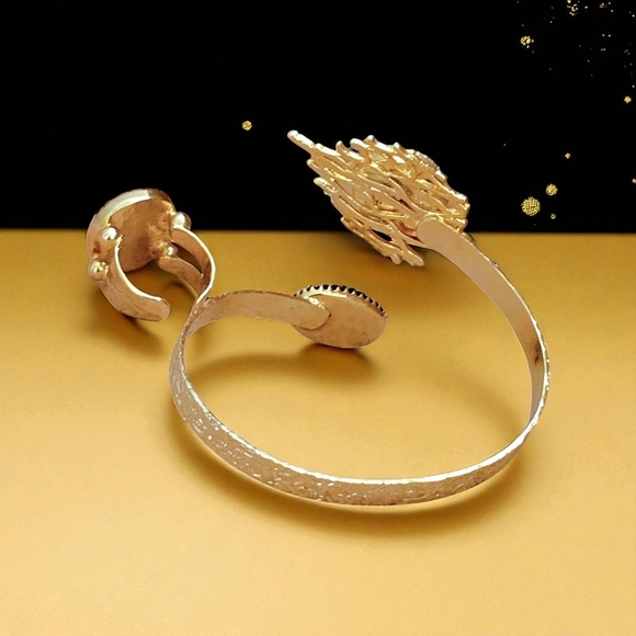 Turkish‎ Artisan 18K Gold Plated Cuff & Ring Set w/ Turquoise & Hematite ✨ - Picture 6 of 14